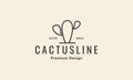 Lines hipster cactus logo vector icon illustration design