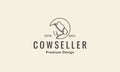 Lines hipster cow livestock head logo symbol vector icon illustration graphic design Royalty Free Stock Photo