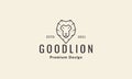 Lines hipster head lion logo symbol vector icon illustration graphic design Royalty Free Stock Photo