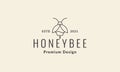 Lines hipster honey bee logo symbol vector icon illustration graphic design