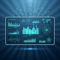 And lines hovers above the dashboard symbolizing data flow or neural Royalty Free Stock Photo