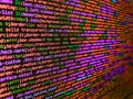 Lines of Html code visible. Template of website, selective focus. Computer code on laptop web developing. Script procedure Royalty Free Stock Photo