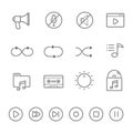 Lines icon set - audio controller