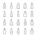 Lines icon set - bottle and beverage