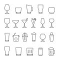 Lines icon set - glass and beverage