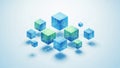 Lines and nodes extend from each cube, indicating connectivity and data flow Royalty Free Stock Photo