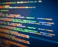 Lines of php coding on the blue background Royalty Free Stock Photo