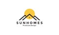 Lines roof home with sunset logo design vector icon symbol illustration Royalty Free Stock Photo