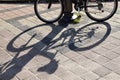 The lines and shadows on concrete of bicicle