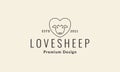 Lines sheep love logo vector symbol icon design graphic illustration Royalty Free Stock Photo