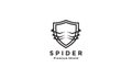 Lines shield or guard with spider logo design vector icon symbol illustration