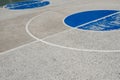 Lines on sports field , outdoor basketball court ground detail