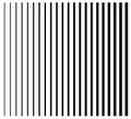 Lines from thin to thick. Set of 22 straight, parallel vertical