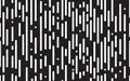 Lines transition seamless pattern. White rounded halftone lines on black background. Irregular geometric texture. Modern black-