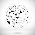 Lines and triangular shapes comprise a black and white sphere Royalty Free Stock Photo