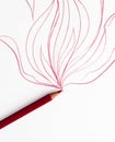 lines up like fire drawn in red pencil