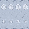 Lines up of playful doodle dots in monotone gray blues, vector repepat surface pattern