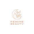 Lines woman face with leaf feminine logo symbol icon vector graphic design illustration idea creative