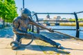 The Linesman - bronze sculpture of dock worker on the banks of the River Liffey in Dublin city Royalty Free Stock Photo