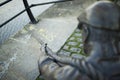 The Linesman statue at Liffey river Royalty Free Stock Photo