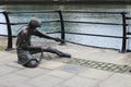 Linesman statue at Liffey river in Dublin Royalty Free Stock Photo