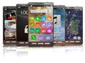 Lineup of 3D rendered smartphones