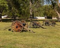 Lineup of artillery pieces on the parade ground at fort Kearney, Nebraska