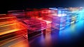 A lineup of colorful transparent cubes