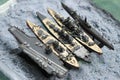 The lineup of miniature battleships consists of the enterprise carrier, the submarine, the battleship Musashi and others