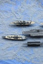 The lineup of miniature battleships consists of the enterprise carrier, the submarine, the battleship Musashi and others