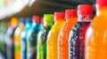 Row of Plastic Bottles Filled With Liquid Royalty Free Stock Photo