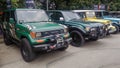 Lineup of Toyota Land Cruiser on parking lot Royalty Free Stock Photo