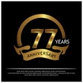 Seventy seven years anniversary golden. anniversary template design for web, game ,Creative poster, booklet, leaflet, flyer, magaz Royalty Free Stock Photo