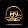 Eighty nine years anniversary golden. anniversary template design for web, game ,Creative poster, booklet, leaflet, flyer, magaz Royalty Free Stock Photo