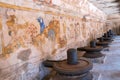 Linga with a Nayaka painting, inside wall of northern cloister, Brihadisvara Temple complex, Tanjore, Tamil Nadu Royalty Free Stock Photo