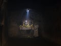 Lingam sculptures inside ancient Goa Gajah Temple Cave