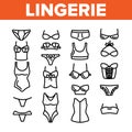 Lingerie Accessories Items Linear Vector Icons Set Royalty Free Stock Photo