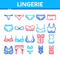 Lingerie Bras Panties Collection Icons Set Vector