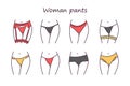 Lingerie color line icons set. Category of women's clothing including at least undergarments, sleepwear and lightweight Royalty Free Stock Photo