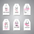 Lingerie gift tags, sale hanging Fashion bra and pantie. Vector Royalty Free Stock Photo