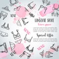 Lingerie horizontal banners Fashion bra and pantie. Web header template Vector illustration Lingeries Royalty Free Stock Photo