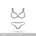 Lingerie icon. A set of bra and panty icons of linear design.