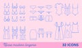 Lingerie - isolated outline icons set. Elements for infographic, social media, web design. Modern women underwear Royalty Free Stock Photo