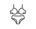 Lingerie line icon. Breast bra and Panties sign. Vector