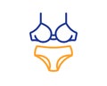 Lingerie line icon. Breast bra and Panties sign. Vector