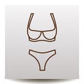 Lingerie line icon on a realistic paper background with s
