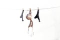 Lingerie panties and bra hanging on a terrace Royalty Free Stock Photo