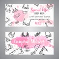 Lingerie shower card Fashion bra and pantie. Bridal invitation template Vector