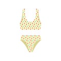 Lingerie and swimsuits vector stickers. Woman beach season fashion clothes, swimsuit, Underwear tops and bottoms. Vector flat