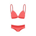 Lingerie and swimsuits vector stickers. Woman beach season fashion clothes, swimsuit, Underwear tops and bottoms. Vector flat